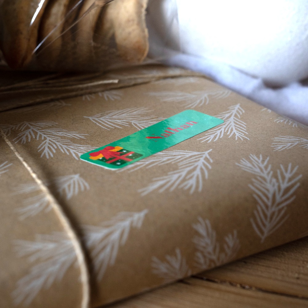 Weihnachtsetiketten Schwarz, Geschenke 50x30mm